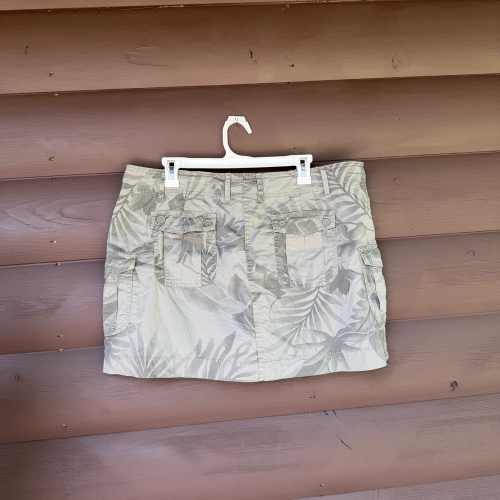 Faded Glory Cargo Skort Womens 16 Green Palm Print Vintage Y2K Utility Safari - Picture 4 of 5